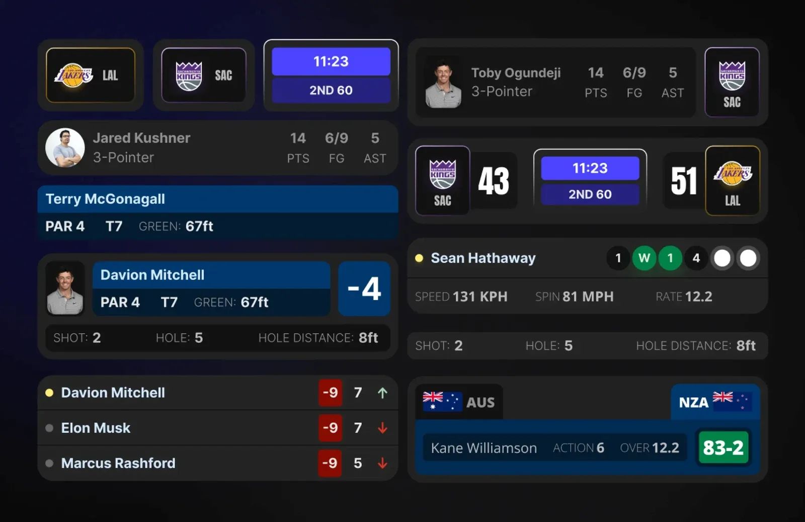 Live sports scoreboard