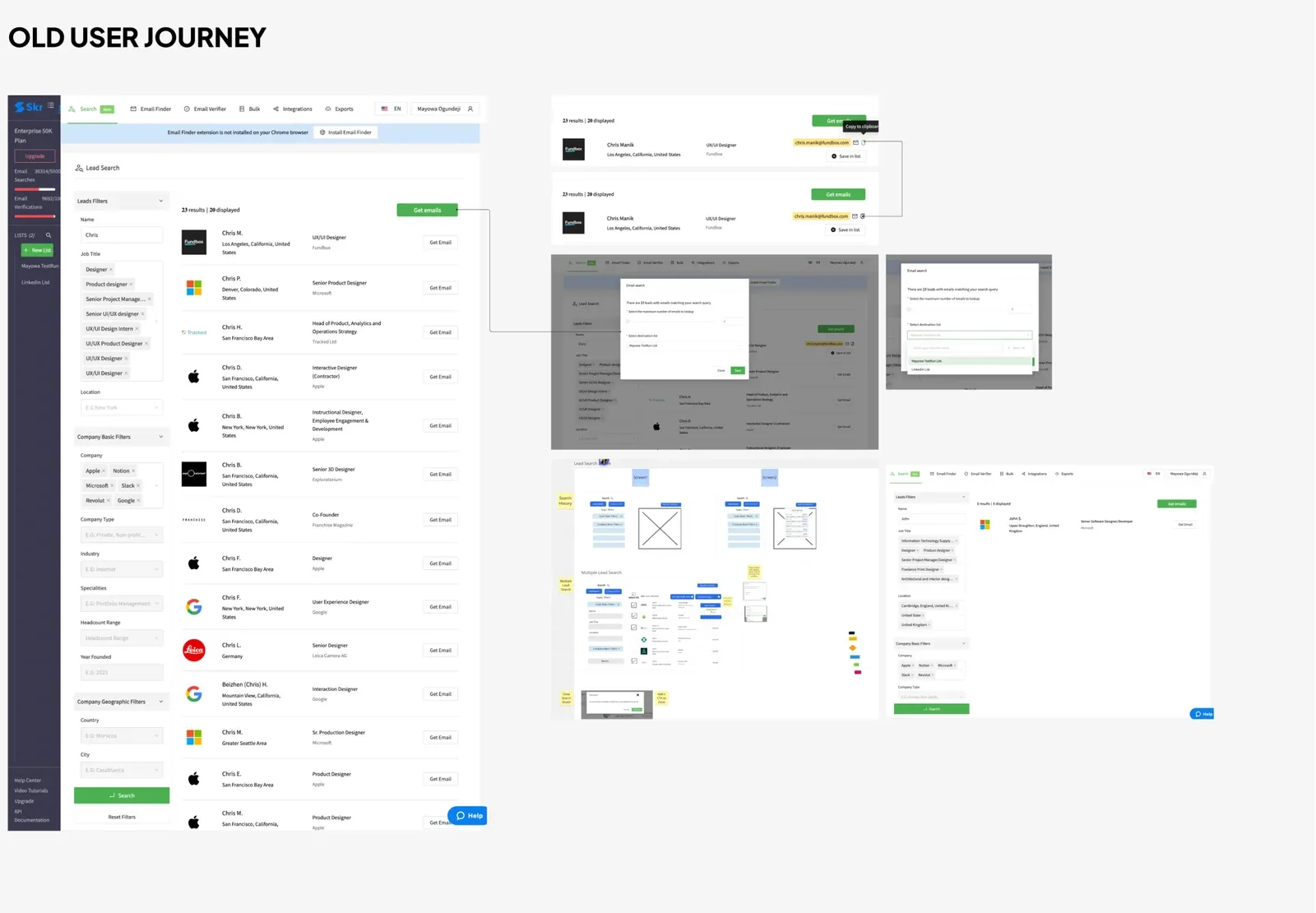 Mapping Out Old User Journey