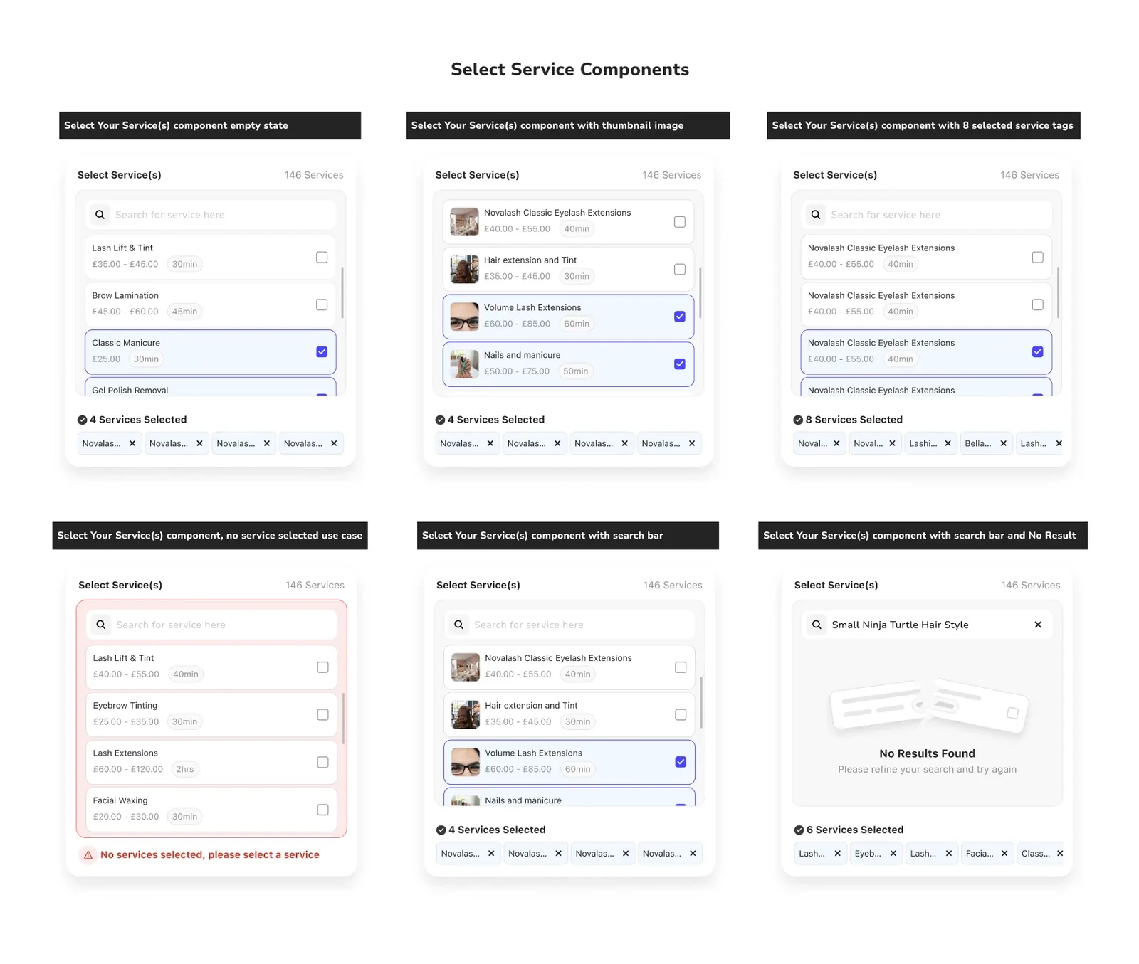 Select Services Component - Use cases